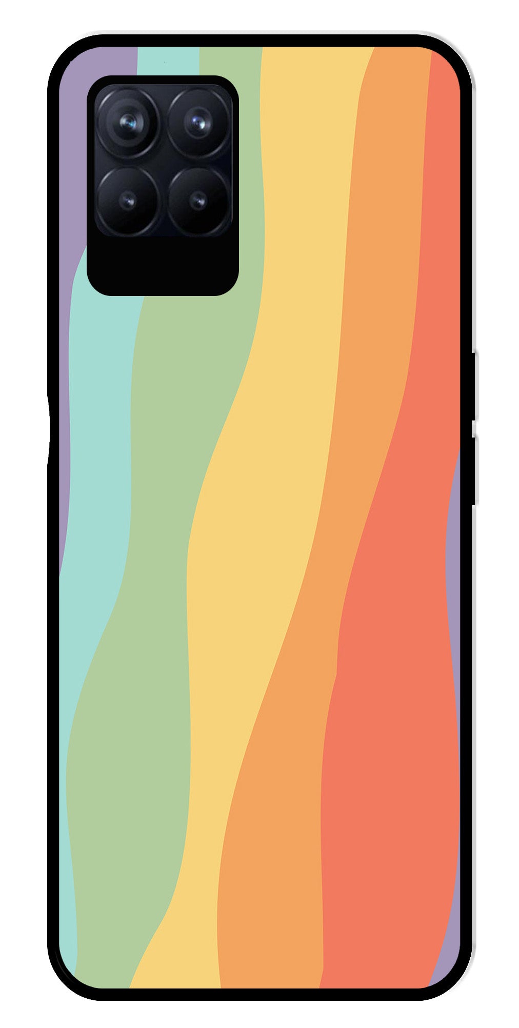 Muted Rainbow Metal Mobile Case for Realme Narzo 50 50   (Design No -02)