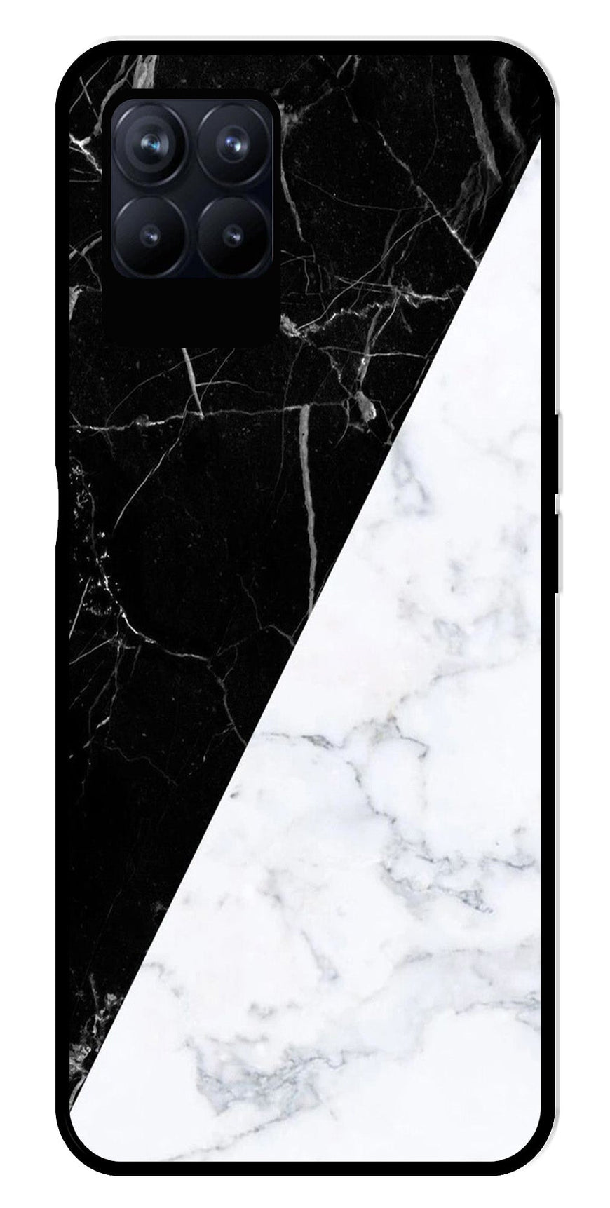 Black White Marble Design Metal Mobile Case for Realme Narzo 50 50   (Design No -09)