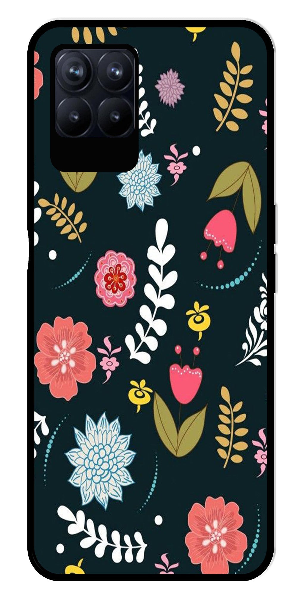 Floral Pattern2 Metal Mobile Case for Realme Narzo 50 50   (Design No -12)