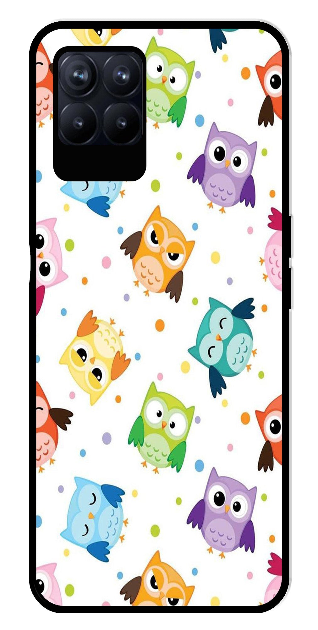 Owls Pattern Metal Mobile Case for Realme Narzo 50 50   (Design No -20)