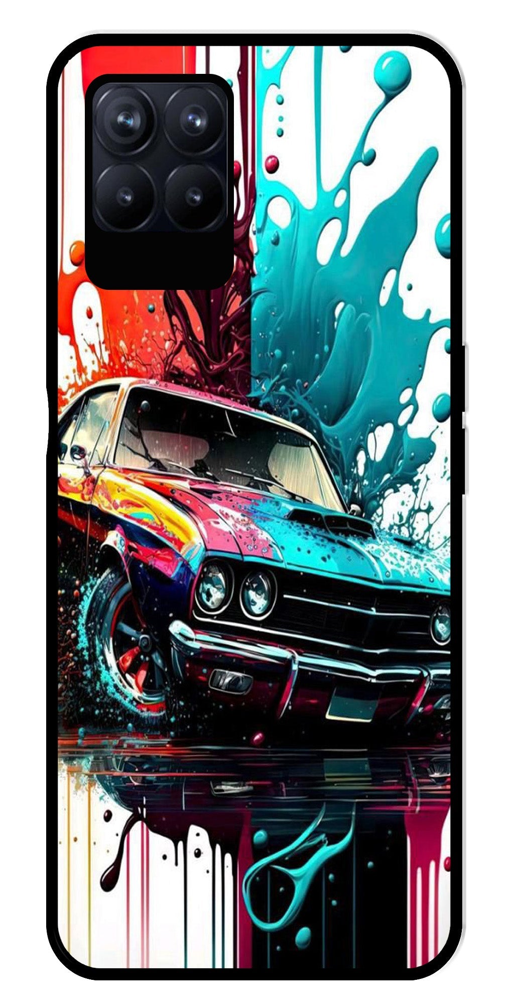 Vintage Car Metal Mobile Case for Realme Narzo 50 50   (Design No -29)