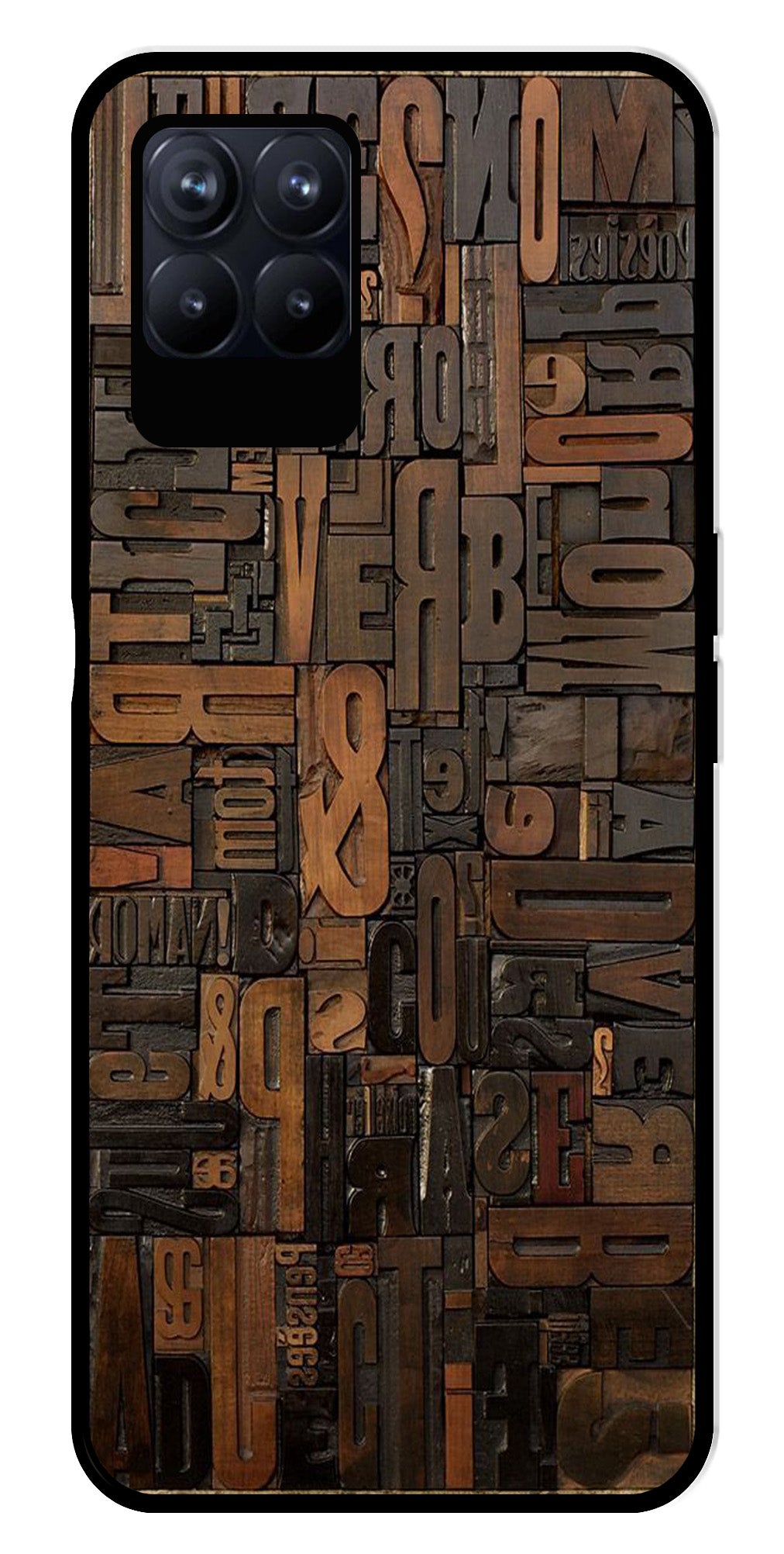 Alphabets Metal Mobile Case for Realme Narzo 50 50   (Design No -32)