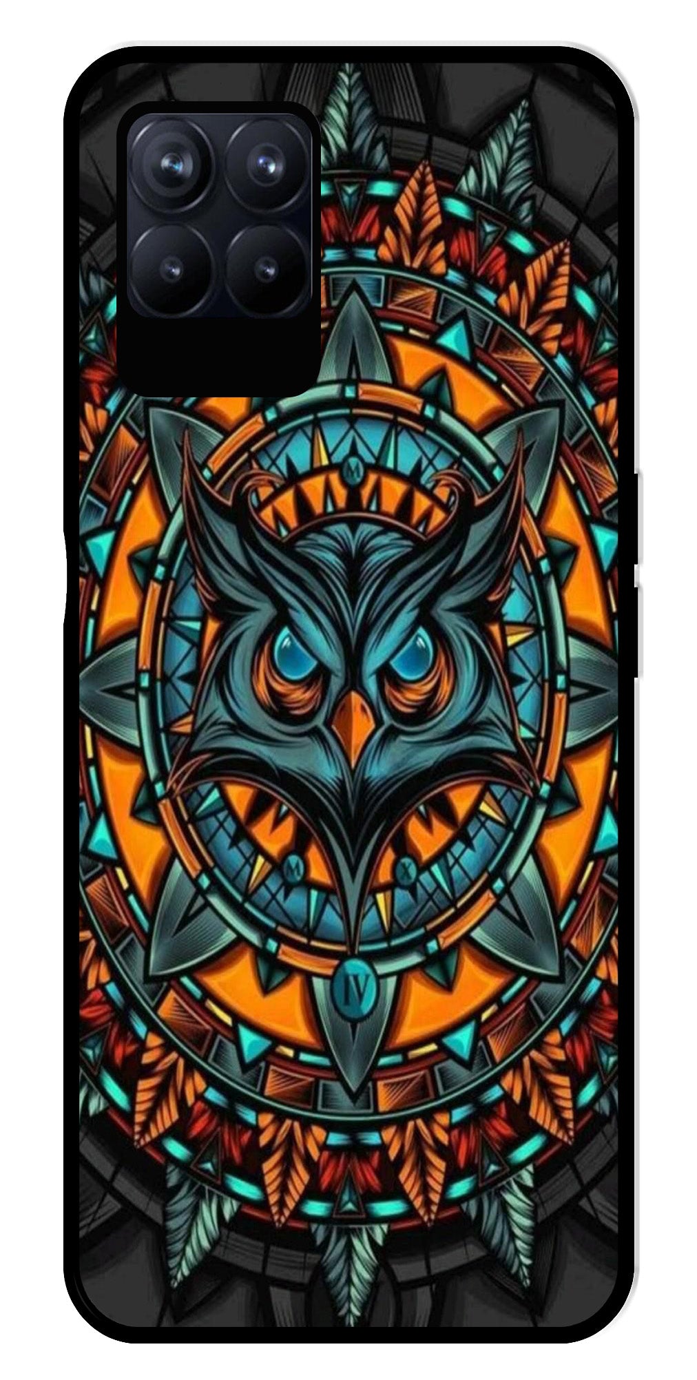 Owl Pattern Metal Mobile Case for Realme Narzo 50 50   (Design No -42)