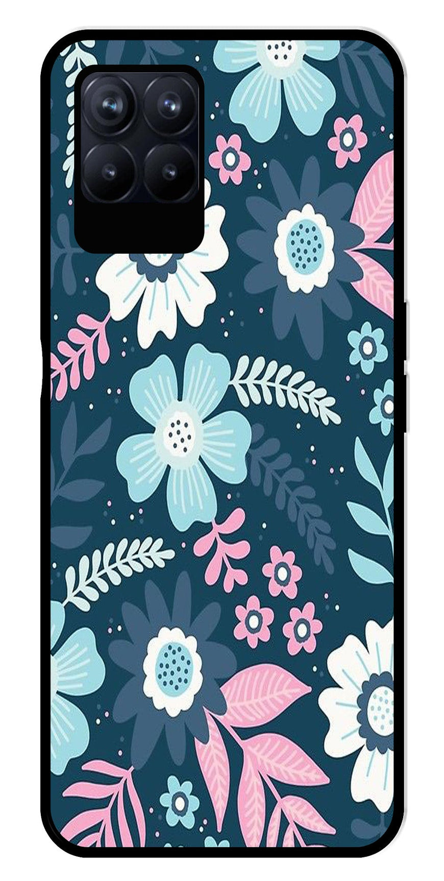 Flower Leaves Design Metal Mobile Case for Realme Narzo 50 50   (Design No -50)