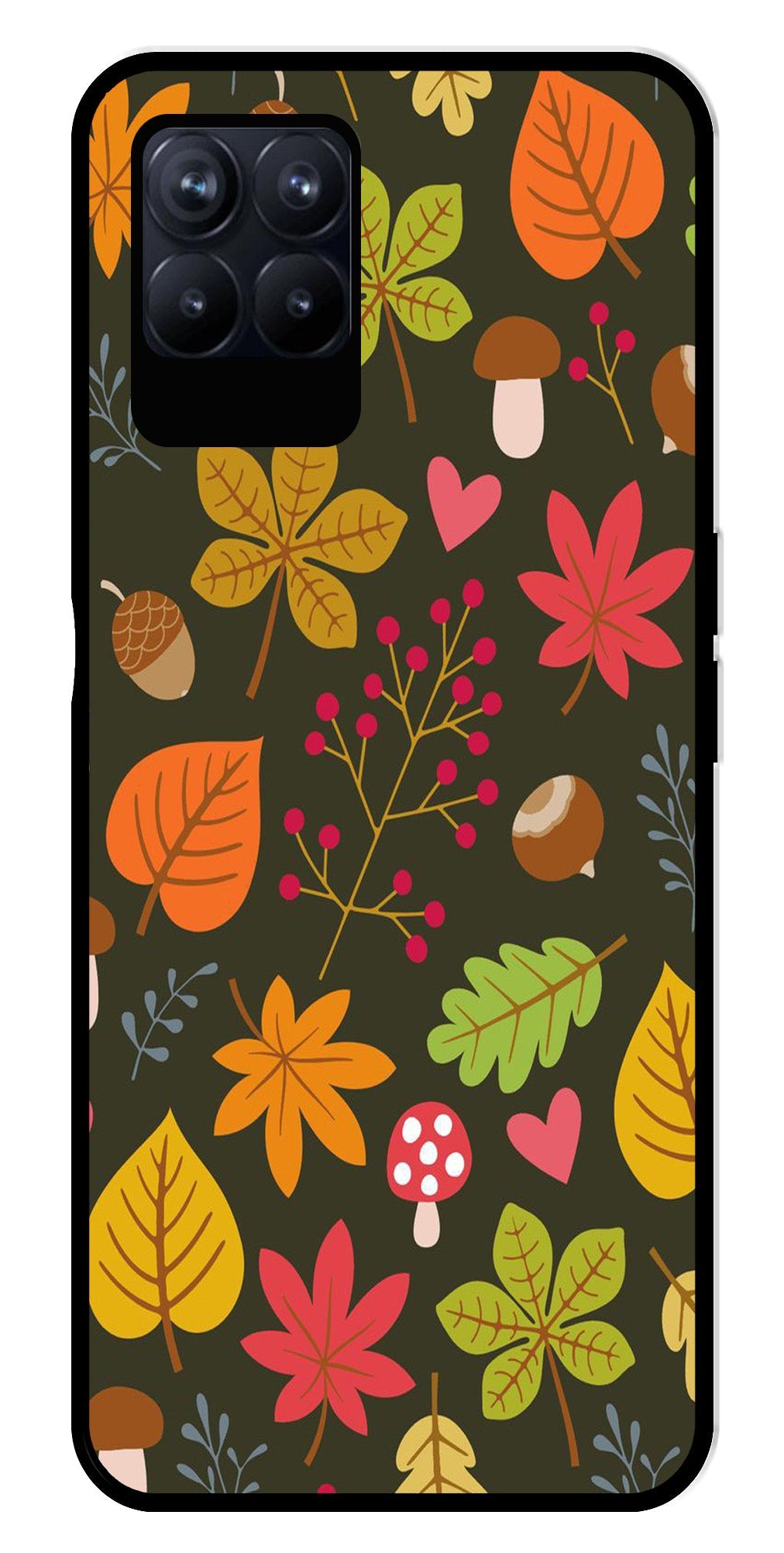 Leaves Design Metal Mobile Case for Realme Narzo 50 50   (Design No -51)