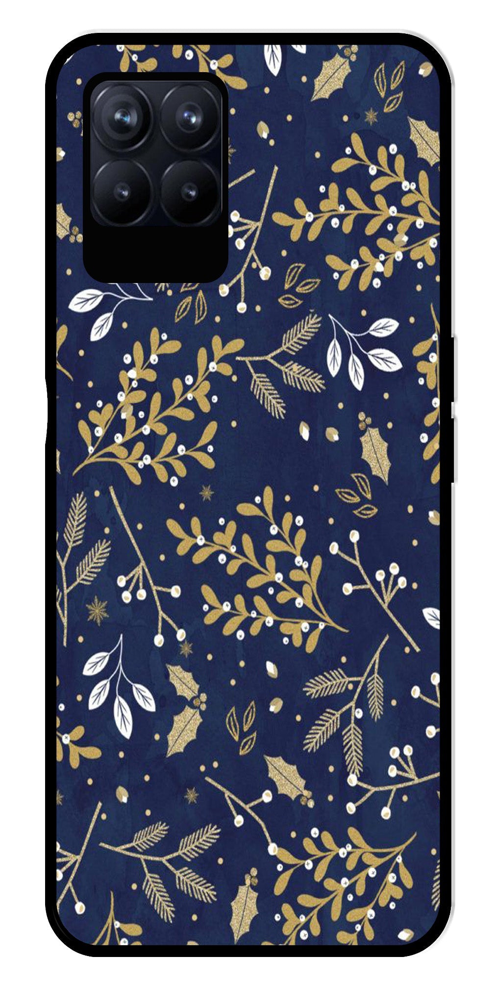 Floral Pattern  Metal Mobile Case for Realme Narzo 50 50   (Design No -52)