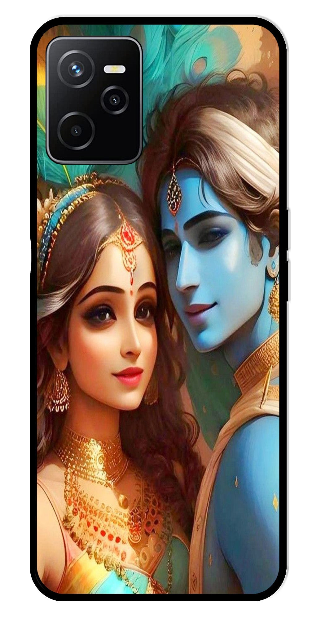 Lord Radha Krishna Metal Mobile Case for Realme Narzo 50A   (Design No -01)