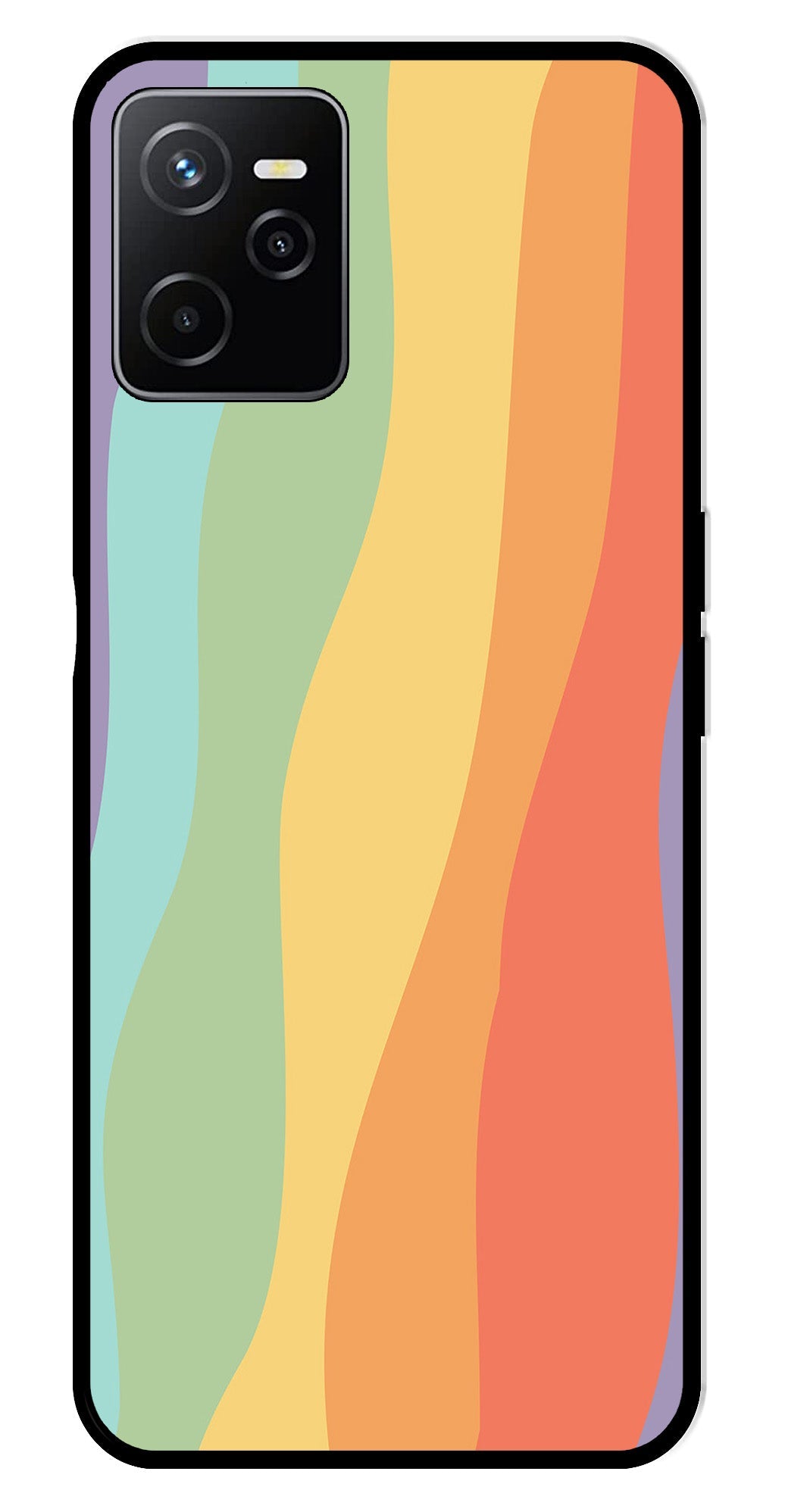 Muted Rainbow Metal Mobile Case for Realme Narzo 50A   (Design No -02)