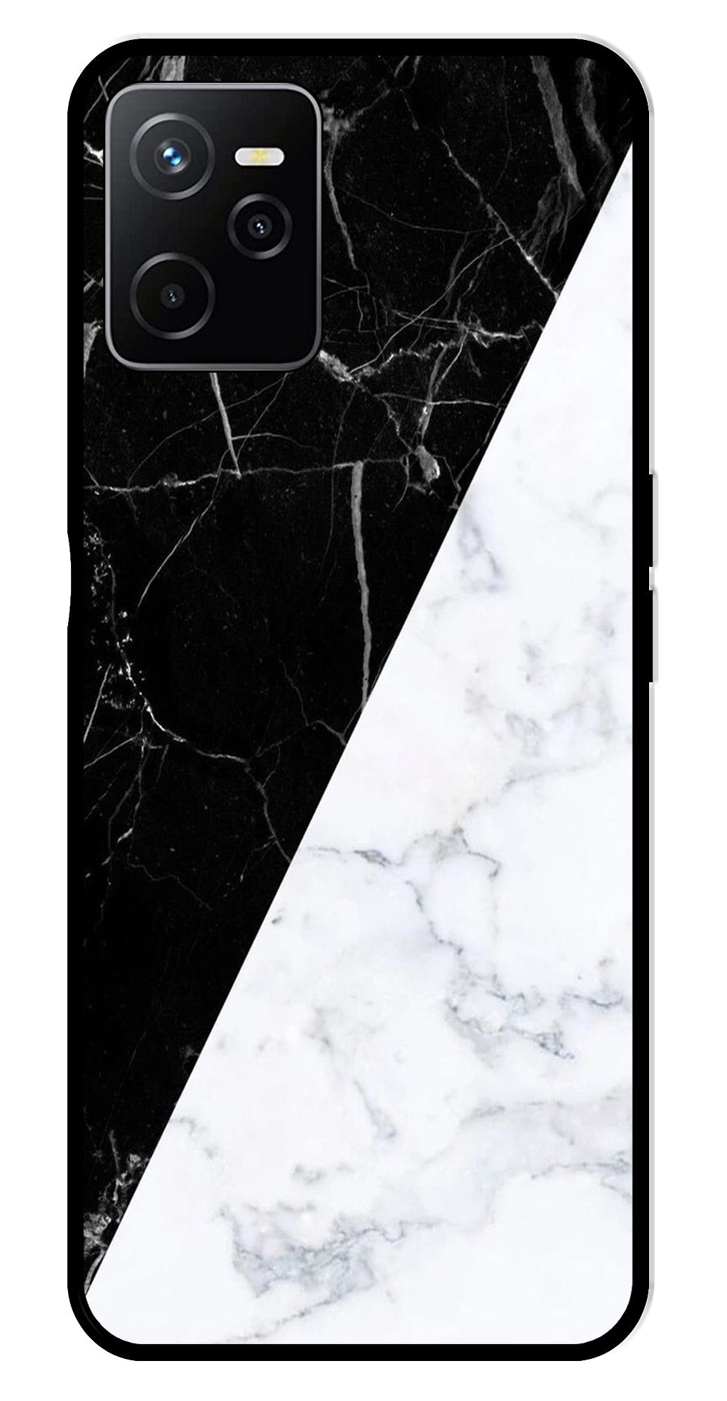 Black White Marble Design Metal Mobile Case for Realme Narzo 50A   (Design No -09)