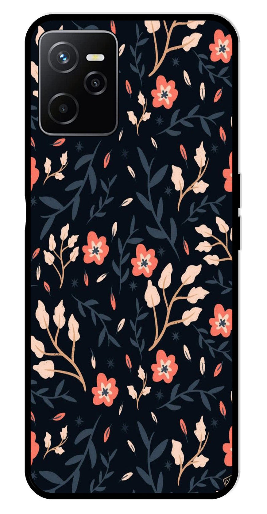 Floral Pattern Metal Mobile Case for Realme Narzo 50A   (Design No -10)