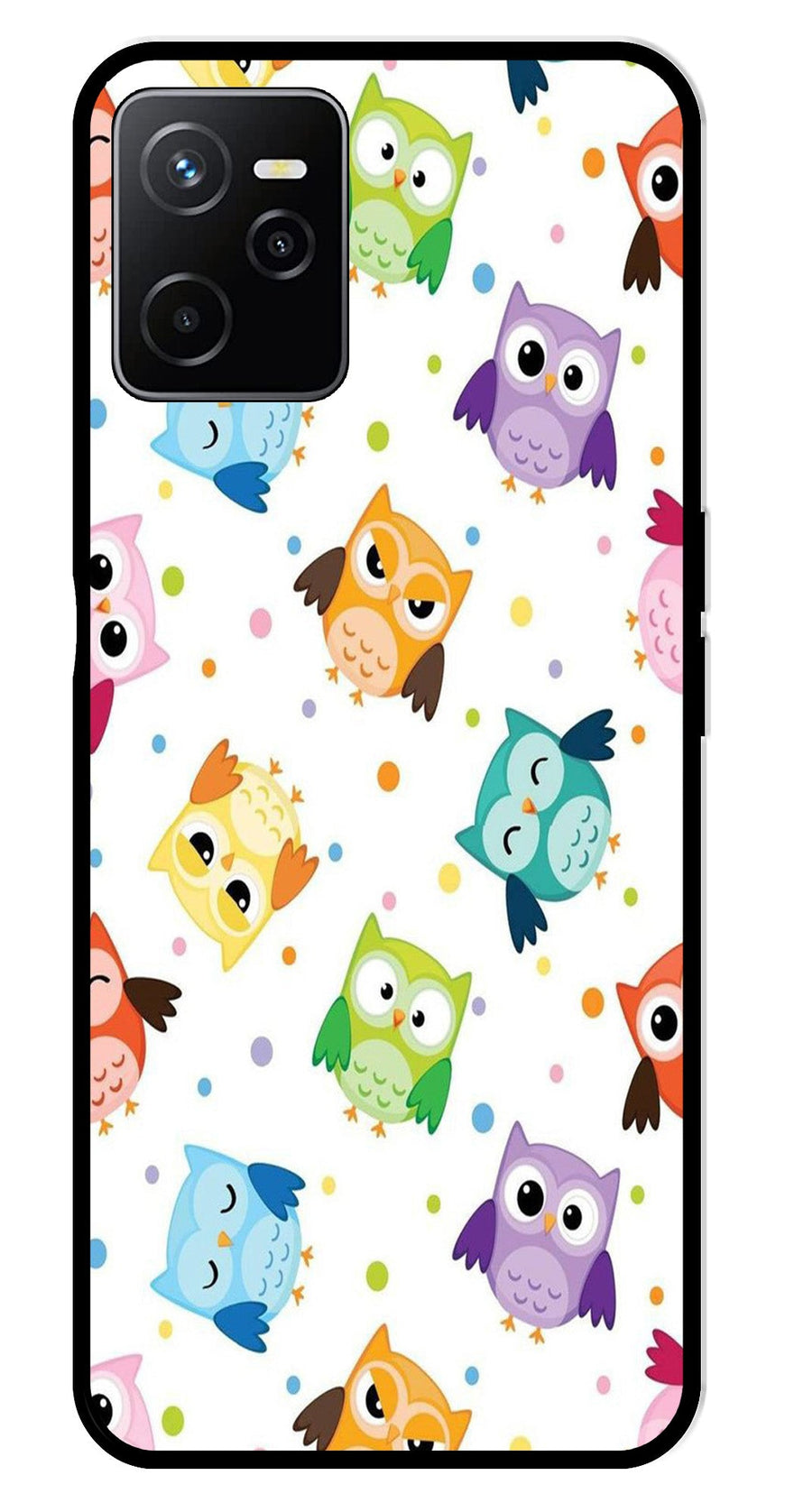 Owls Pattern Metal Mobile Case for Realme Narzo 50A   (Design No -20)