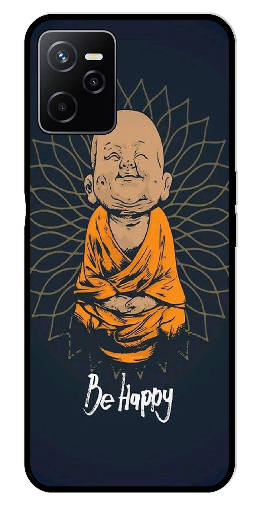 Be Happy Metal Mobile Case for Realme Narzo 50A   (Design No -27)