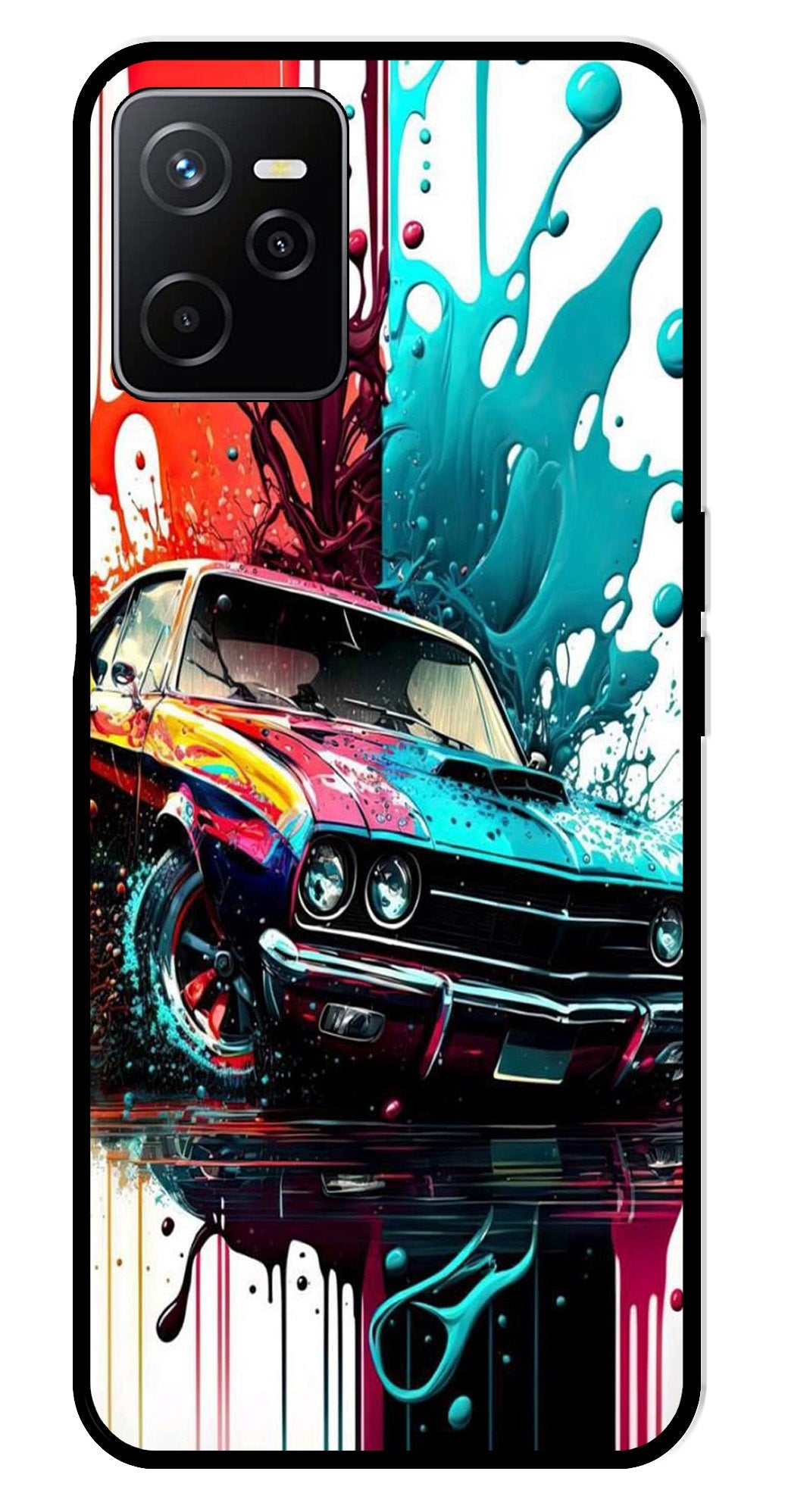 Vintage Car Metal Mobile Case for Realme Narzo 50A   (Design No -29)