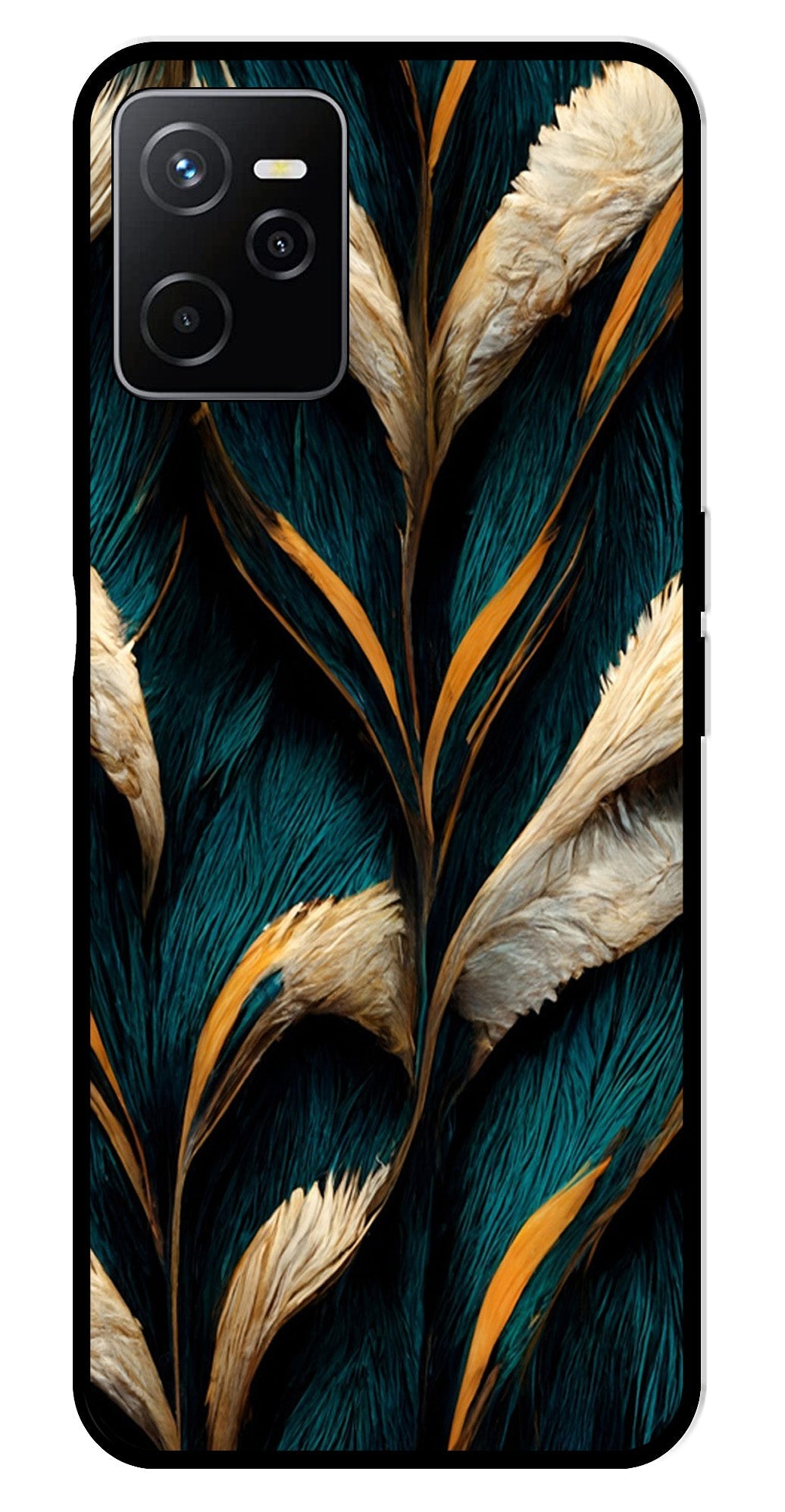 Feathers Metal Mobile Case for Realme Narzo 50A   (Design No -30)