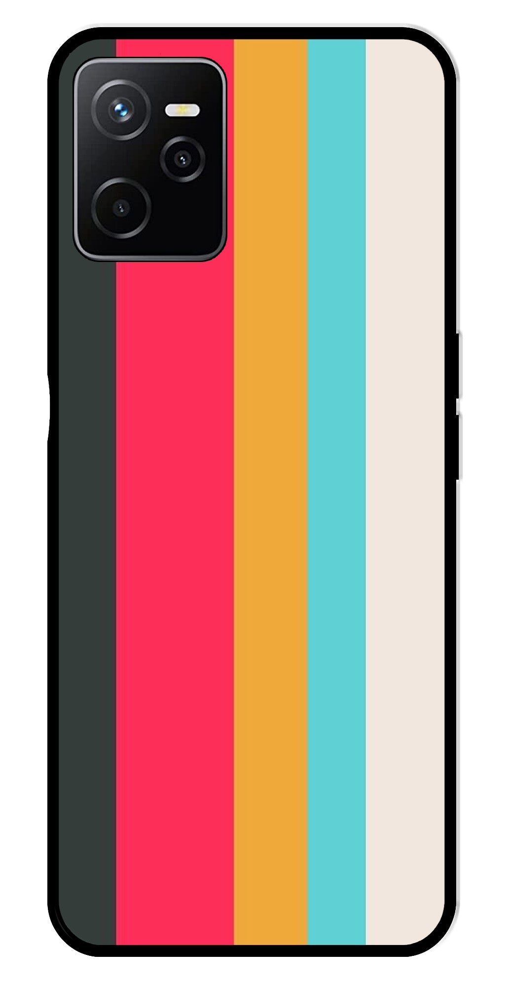 Muted Rainbow Metal Mobile Case for Realme Narzo 50A   (Design No -31)