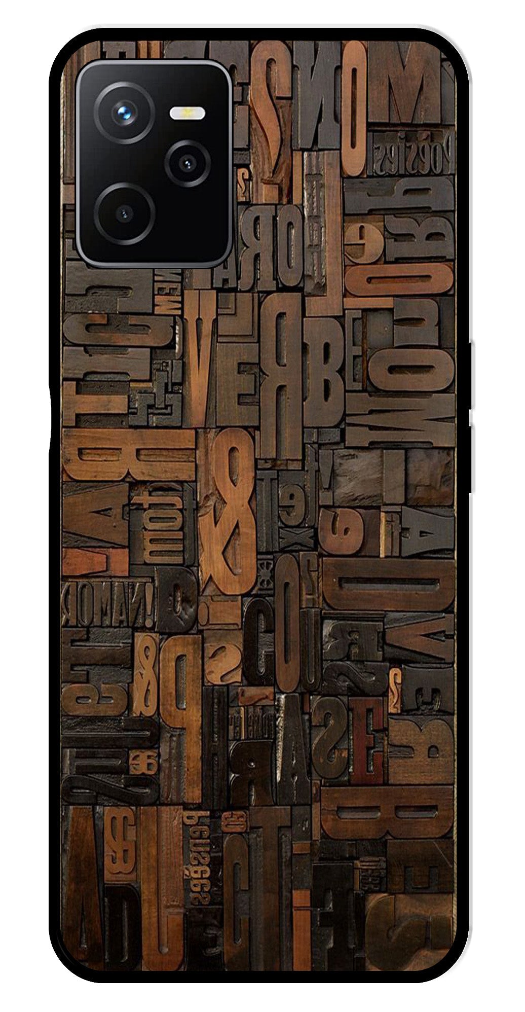 Alphabets Metal Mobile Case for Realme Narzo 50A   (Design No -32)