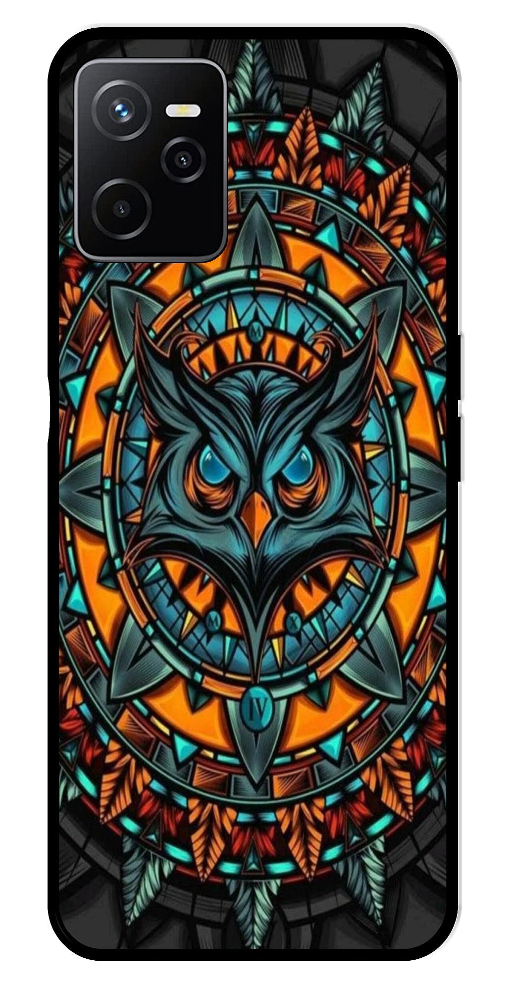 Owl Pattern Metal Mobile Case for Realme Narzo 50A   (Design No -42)