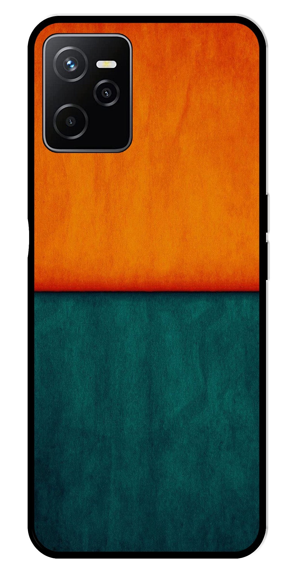 Orange Green Pattern Metal Mobile Case for Realme Narzo 50A   (Design No -45)