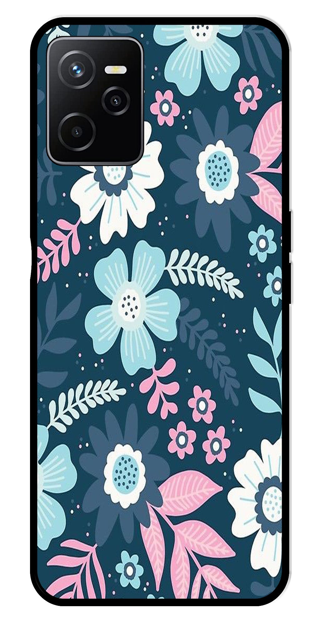 Flower Leaves Design Metal Mobile Case for Realme Narzo 50A   (Design No -50)