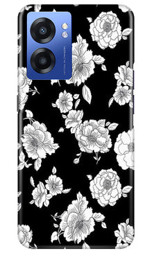 White flowers Black Background Mobile Back Case for Realme Narzo 50 5G (Design - 9)