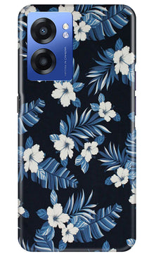 White flowers Blue Background2 Mobile Back Case for Realme Narzo 50 5G (Design - 15)