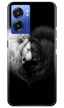 Dark White Lion Mobile Back Case for Realme Narzo 50 5G  (Design - 140)