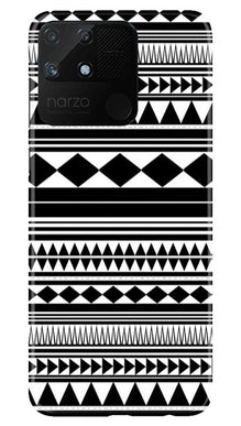 Black white Pattern Mobile Back Case for Realme Narzo 50A (Design - 5)