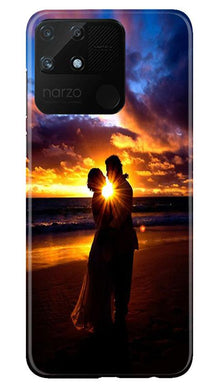 Couple Sea shore Mobile Back Case for Realme Narzo 50A (Design - 13)