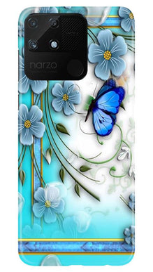 Blue Butterfly Mobile Back Case for Realme Narzo 50A (Design - 21)