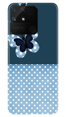 White dots Butterfly Mobile Back Case for Realme Narzo 50A (Design - 31)