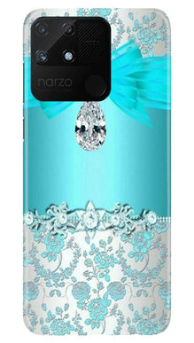 Shinny Blue Background Mobile Back Case for Realme Narzo 50A (Design - 32)