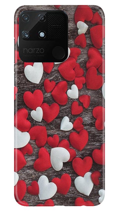 Red White Hearts Case for Realme Narzo 50A  (Design - 105)