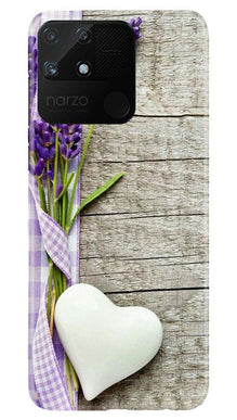 White Heart Mobile Back Case for Realme Narzo 50A (Design - 298)