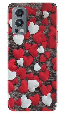 Red White Hearts Mobile Back Case for OnePlus Nord 2 5G  (Design - 105)