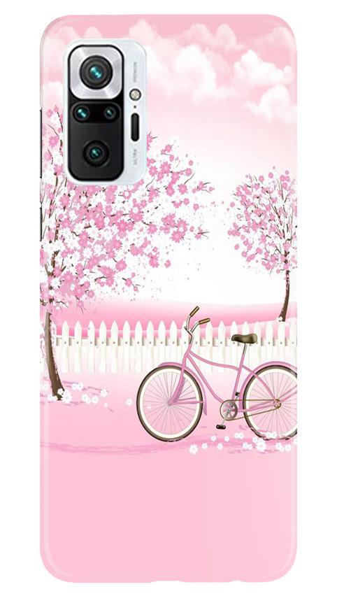Pink Flowers Cycle Case for Redmi Note 10 Pro(Design - 102)