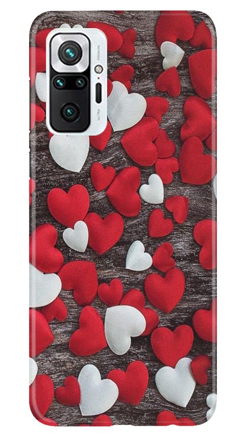 Red White Hearts Case for Redmi Note 10 Pro(Design - 105)