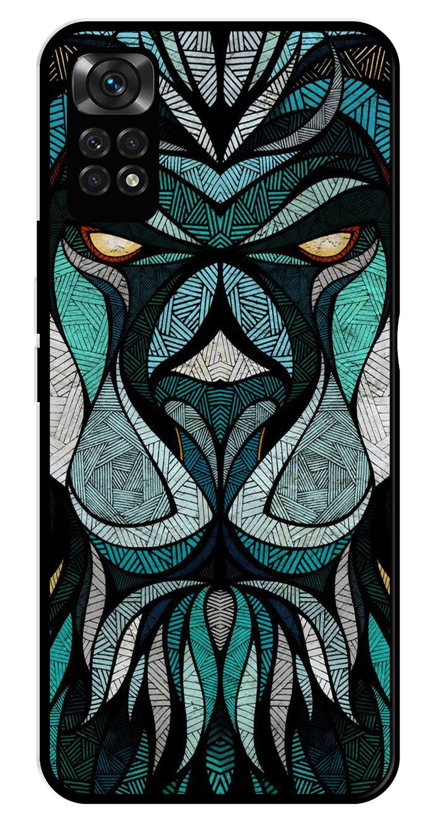 Lion Pattern Metal Mobile Case for Redmi Note 11s   (Design No -40)