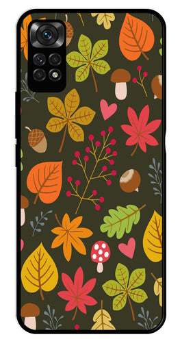 Leaves Design Metal Mobile Case for Redmi Note 11   (Design No -51)