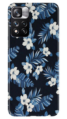 White flowers Blue Background2 Mobile Back Case for Redmi Note 11 Pro (Design - 15)