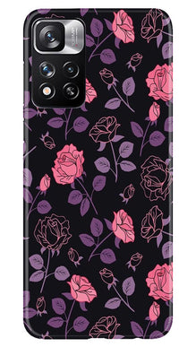 Rose Black Background Mobile Back Case for Redmi Note 11 Pro (Design - 27)