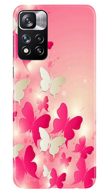 White Pick Butterflies Mobile Back Case for Redmi Note 11 Pro (Design - 28)