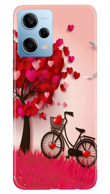Red Heart Cycle Mobile Back Case for Poco X5 5G (Design - 191)