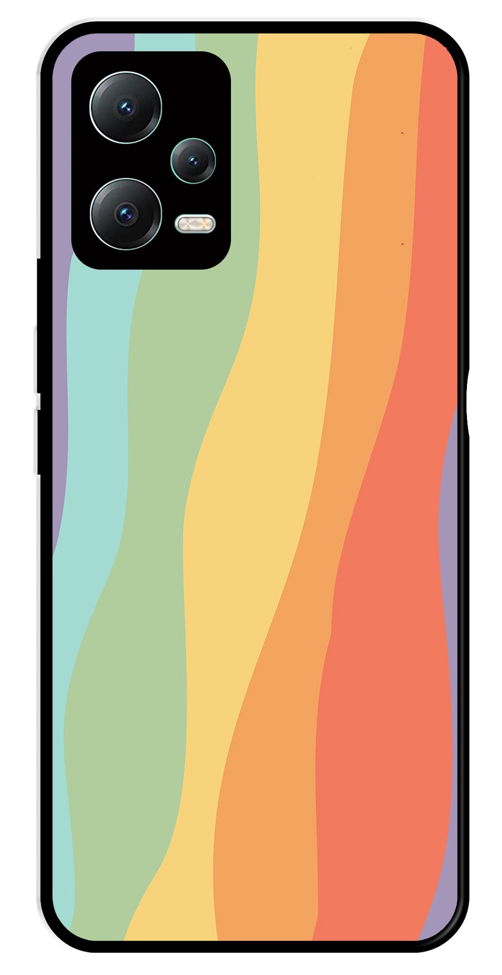 Muted Rainbow Metal Mobile Case for Poco X5 5G   (Design No -02)