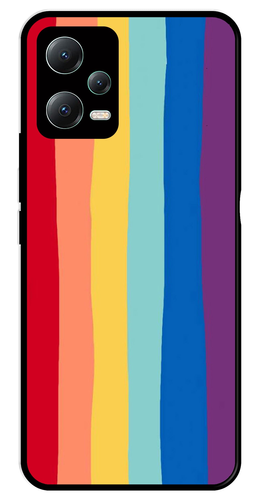 Rainbow MultiColor Metal Mobile Case for Poco X5 5G   (Design No -03)