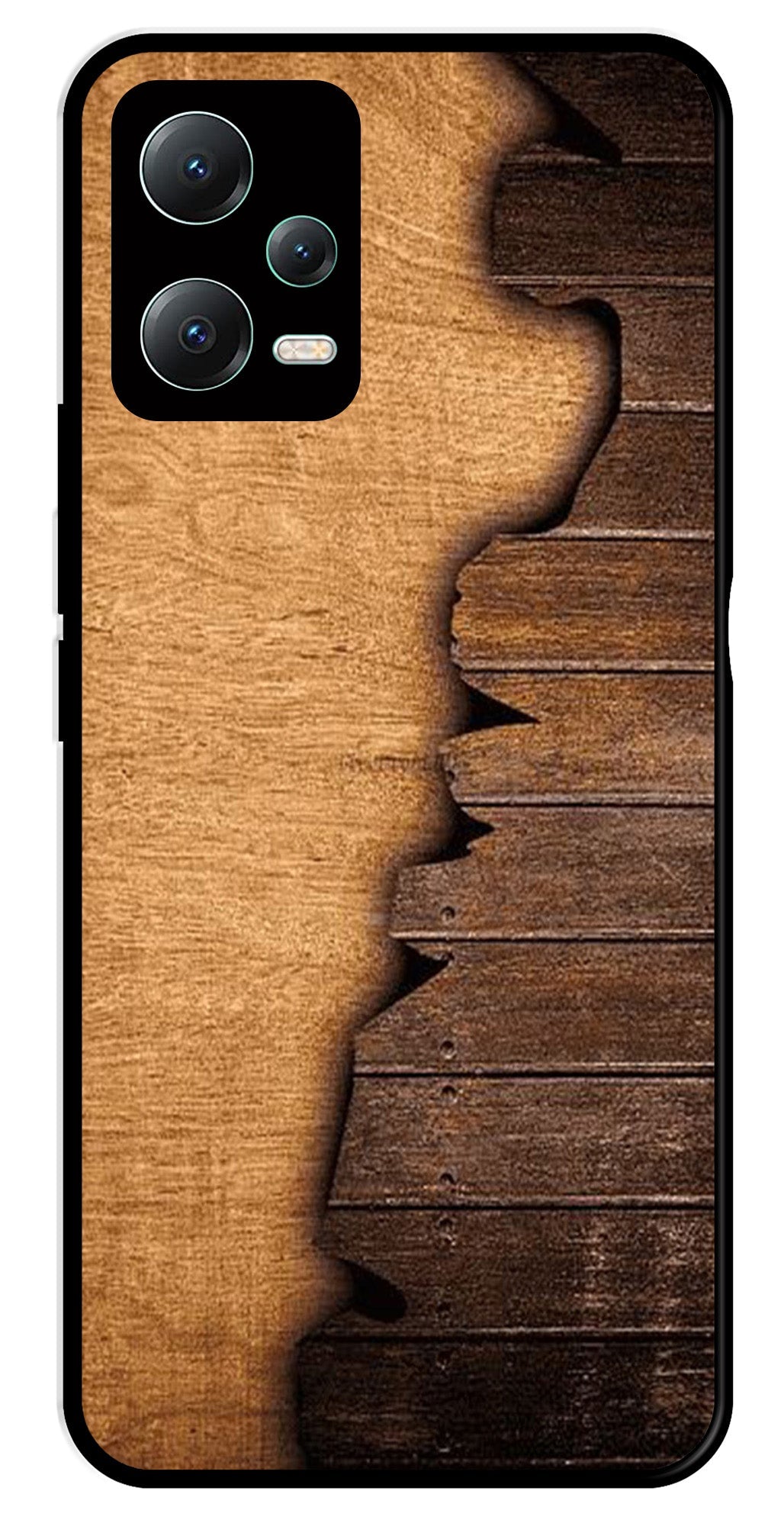 Wooden Design Metal Mobile Case for Poco X5 5G   (Design No -13)