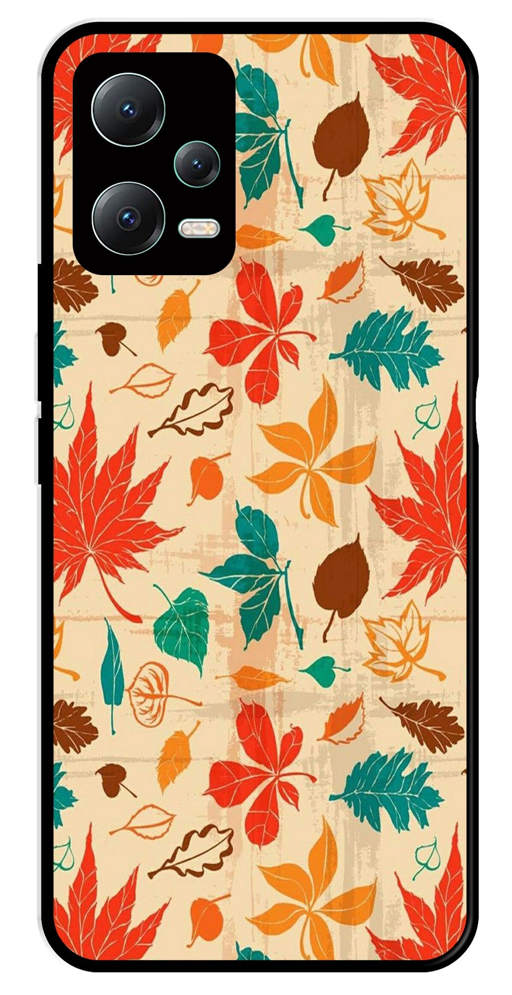 Leafs Design Metal Mobile Case for Poco X5 5G   (Design No -14)