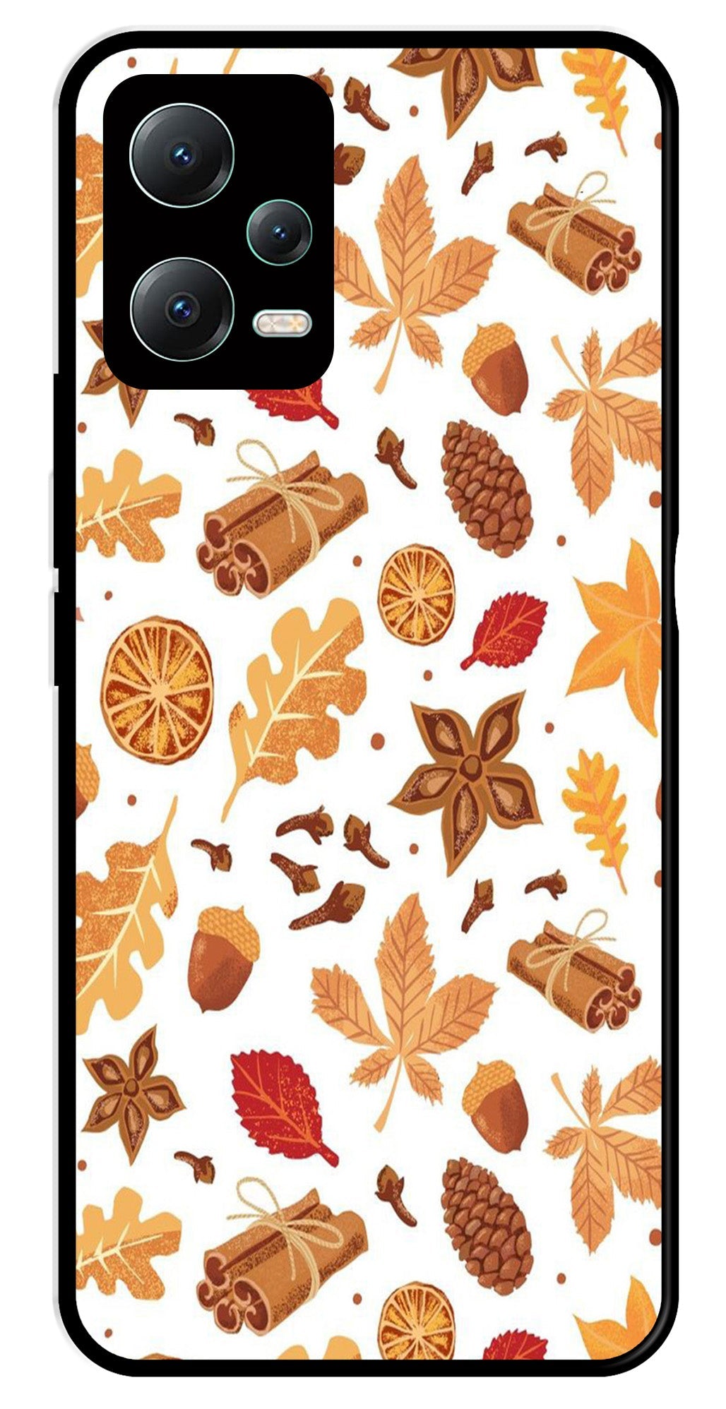 Autumn Leaf Metal Mobile Case for Poco X5 5G   (Design No -19)