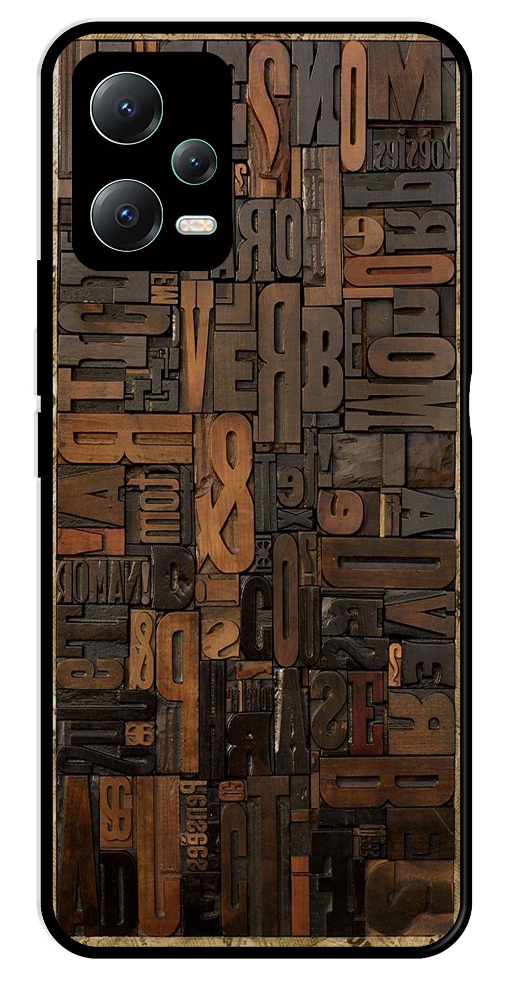 Alphabets Metal Mobile Case for Poco X5 5G   (Design No -32)