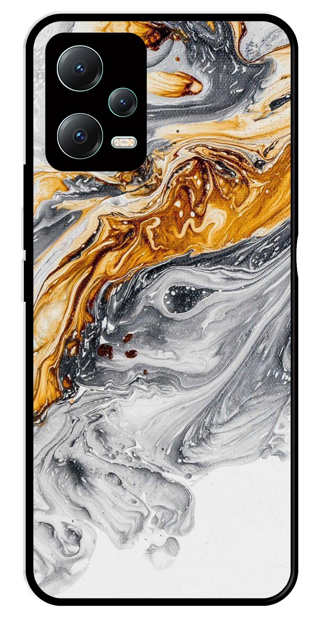 Marble Pattern Metal Mobile Case for Poco X5 5G   (Design No -36)