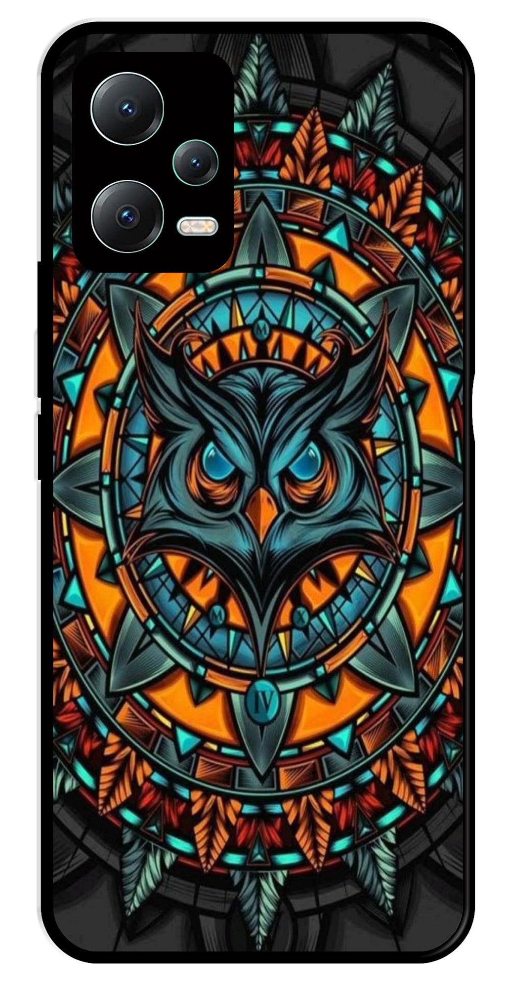 Owl Pattern Metal Mobile Case for Poco X5 5G   (Design No -42)